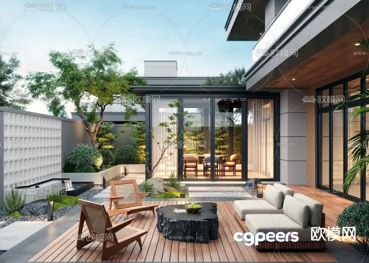 Villa courtyard garden 3d model