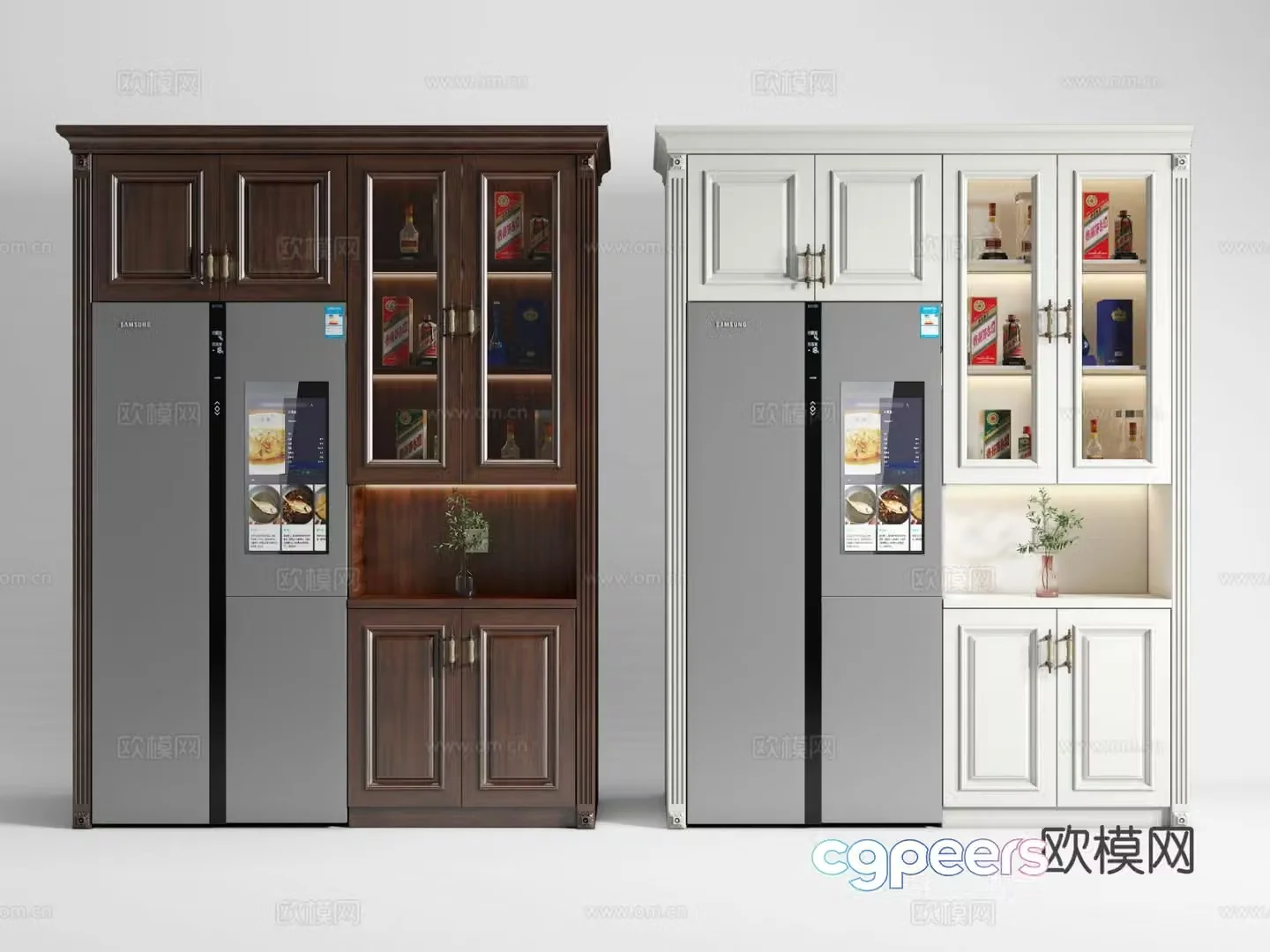 American wine cabinet refrigerator cabinet 3d model