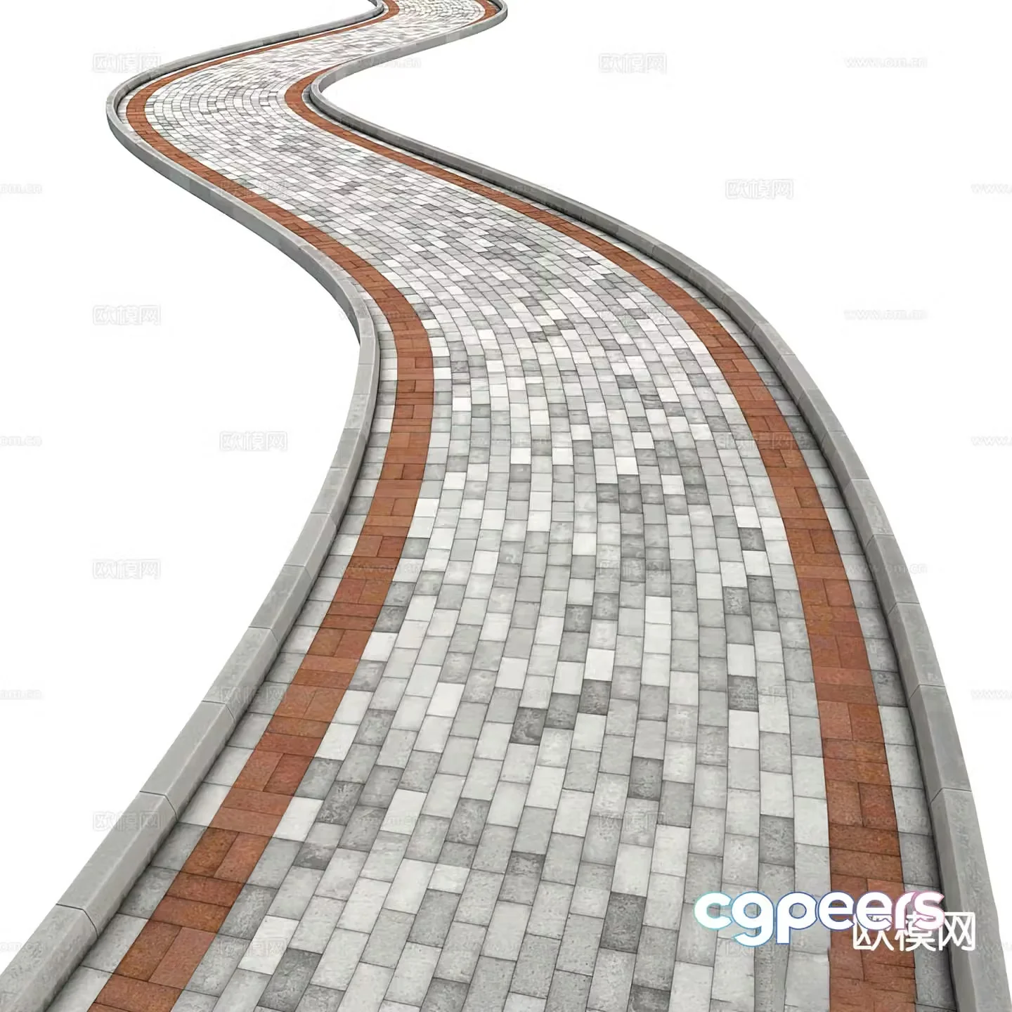 Outdoor path sidewalk stone brick 3d model