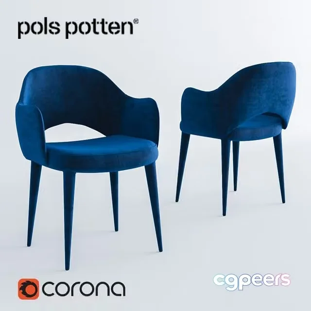 3ds Max Free – Pols Potten Chair arms cosy velvet blue