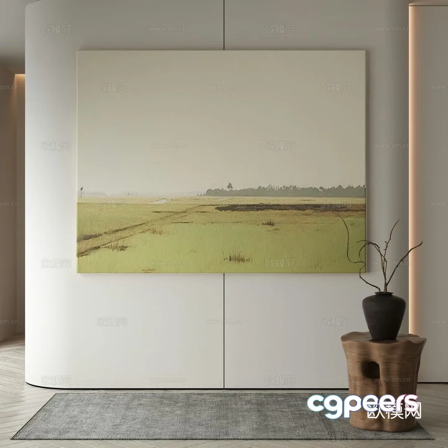 Modern decorative painting texture painting landscape painting 3d model