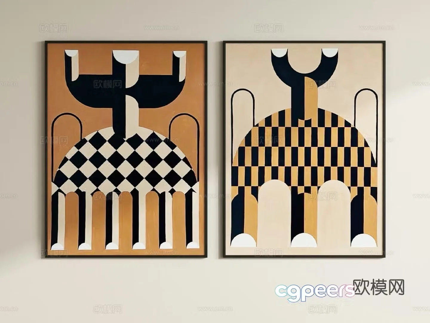 Middle-aged decorative paintings hanging paintings 3D model
