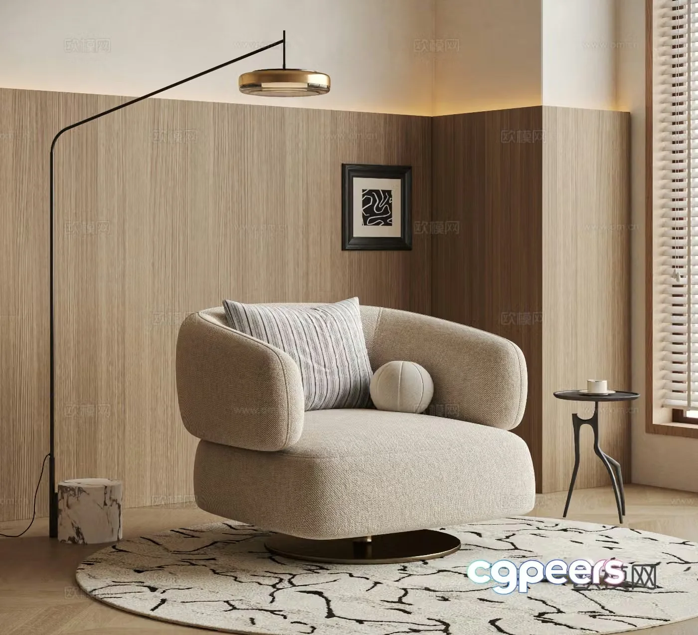POLIFORM modern medieval Italian single sofa casual sofa 3d model