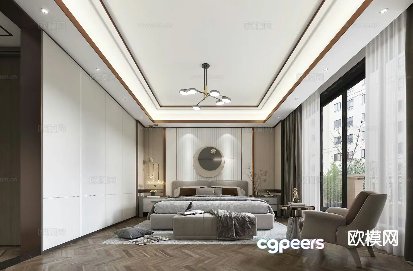 Light luxury bedroom master bedroom 3d model