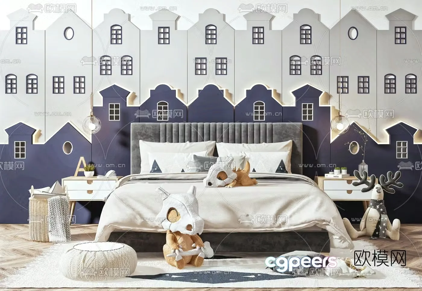Nordic children’s bed 3d model