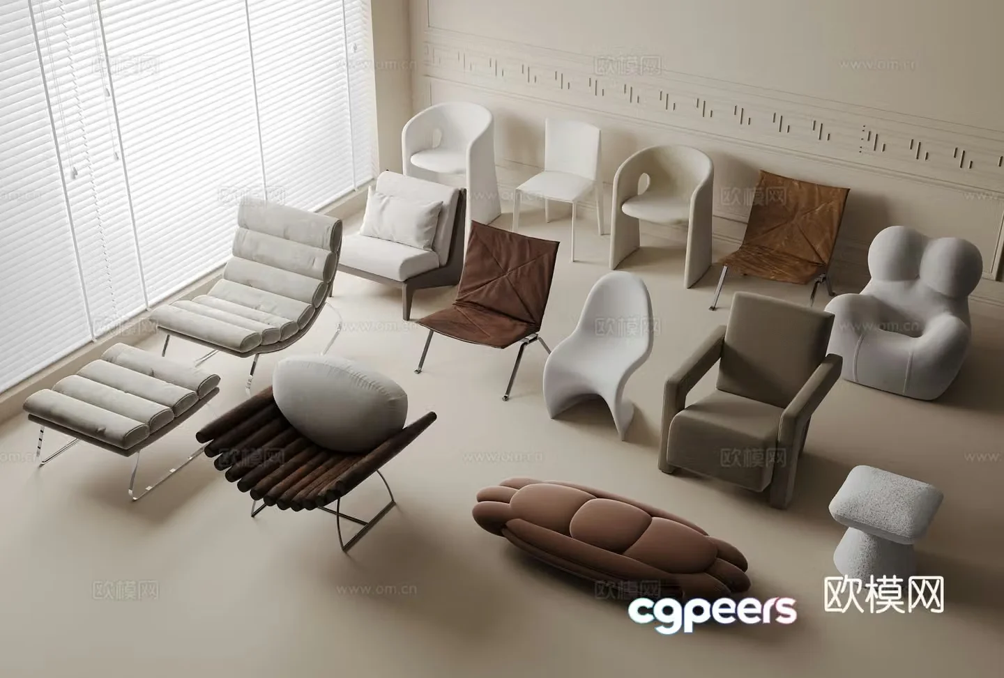 Modern single chair recliner 3d model