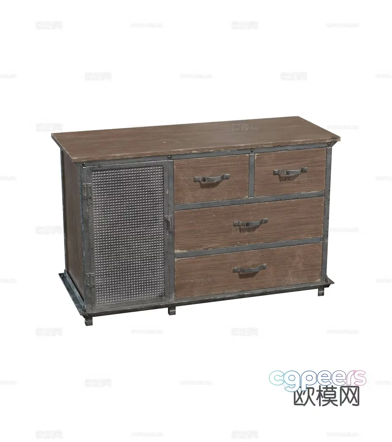 Retro vintage cabinet storage cabinet chest of drawers old cabinet combination 3D model