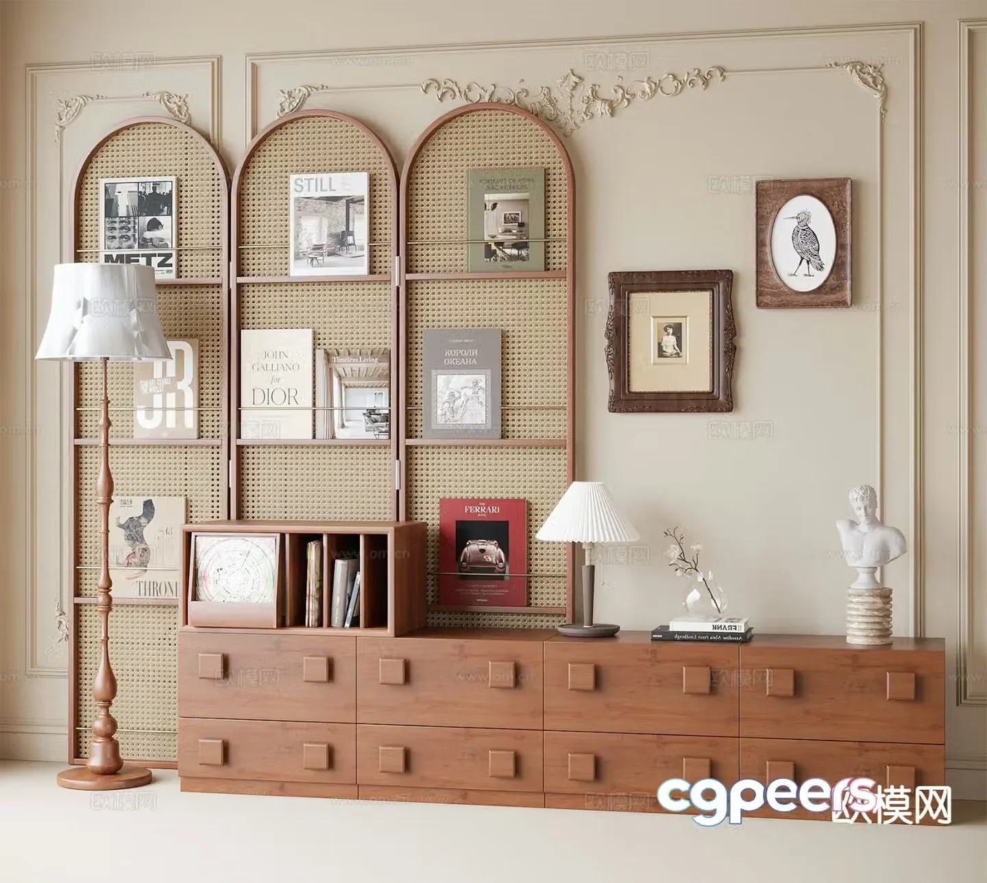 Medieval style TV cabinet chest of drawers 3D model