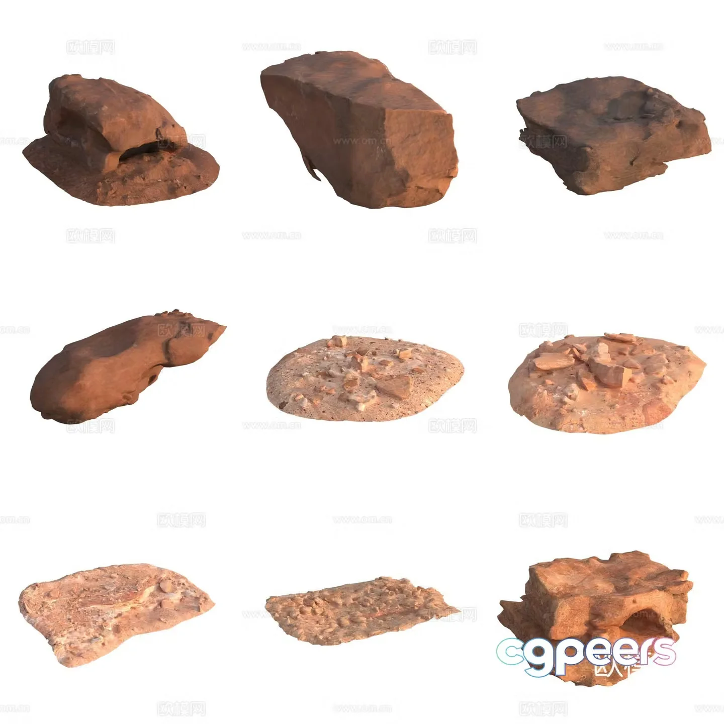 Sandstone large stone stone pile huge stone 3d model
