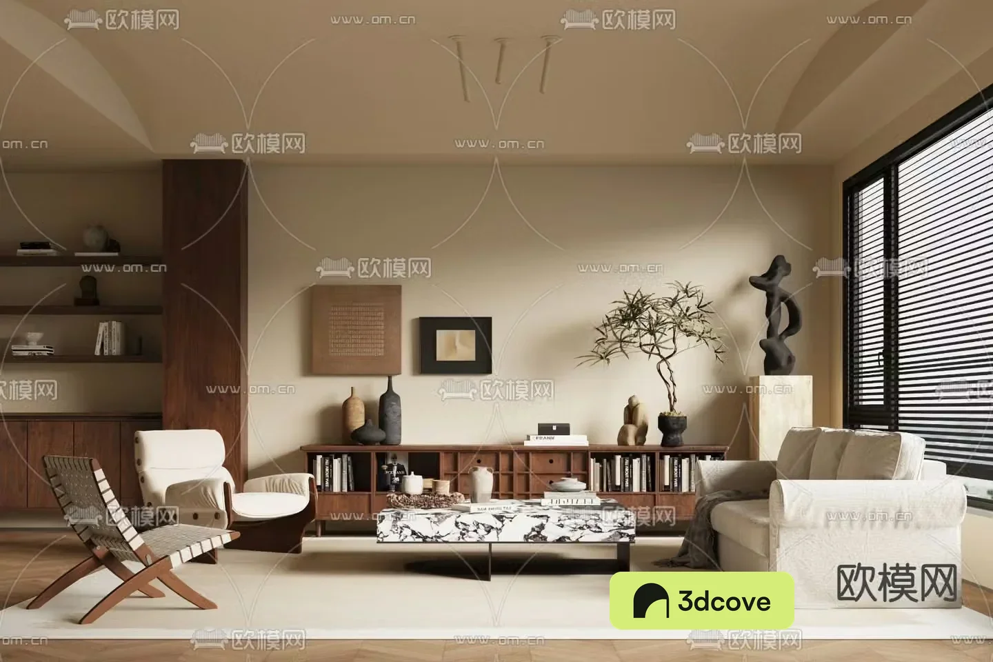 Middle-aged living room 3d model