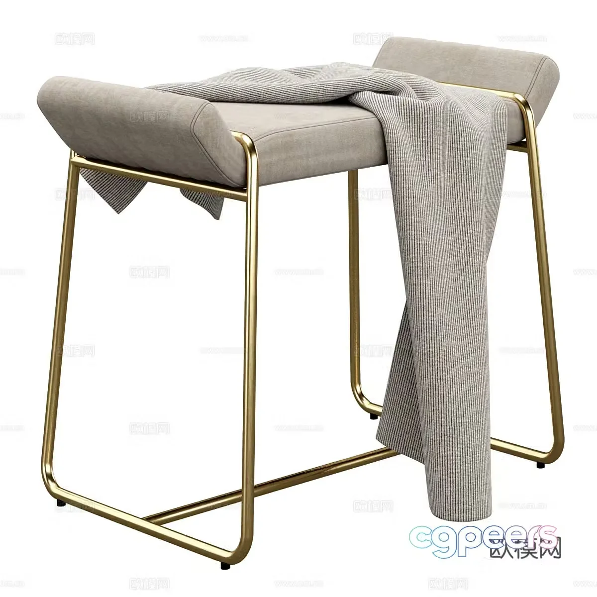 Modern light luxury makeup stool 3D model