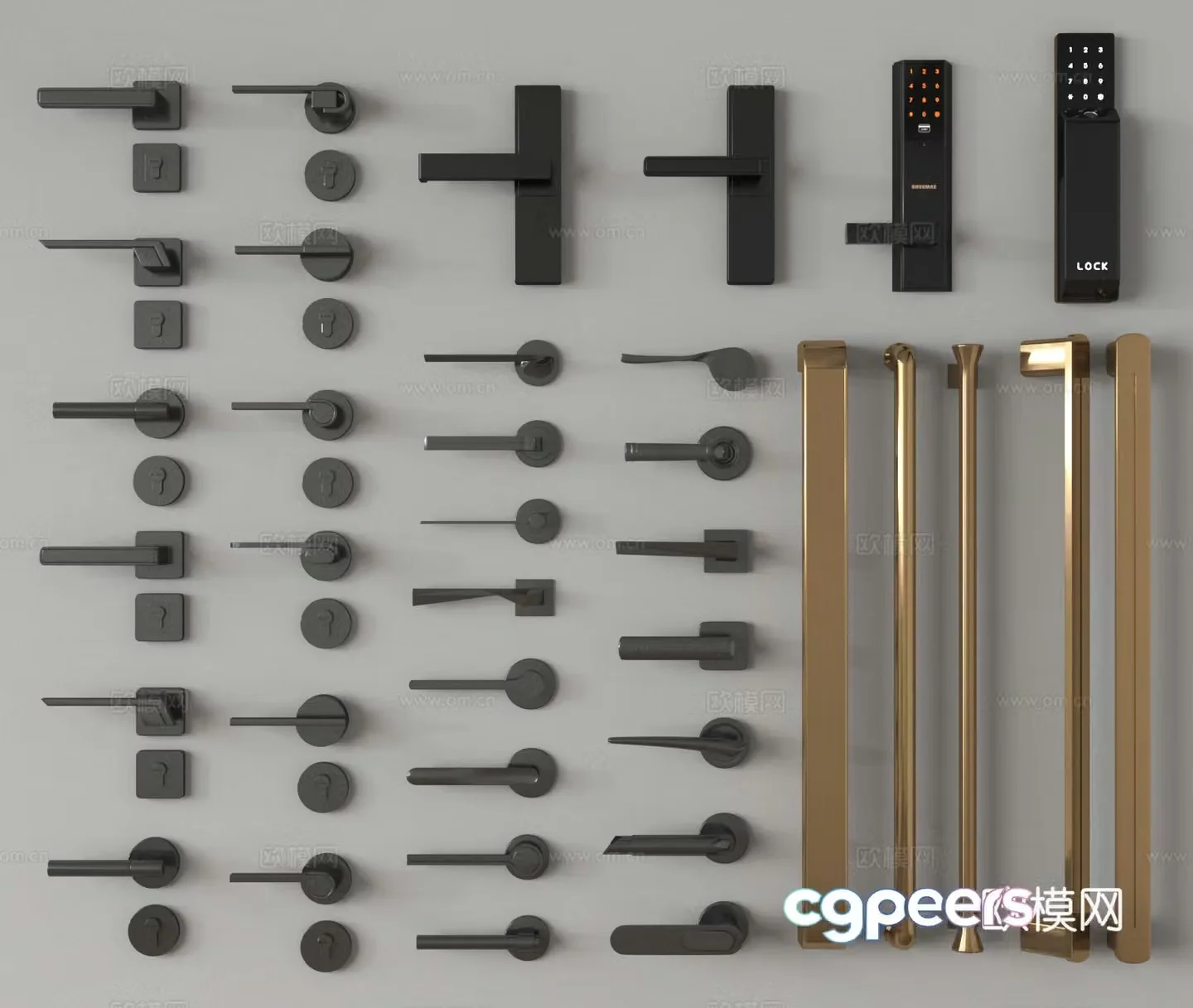 Door handle Door handle Door lock Fingerprint lock Password lock 3d model