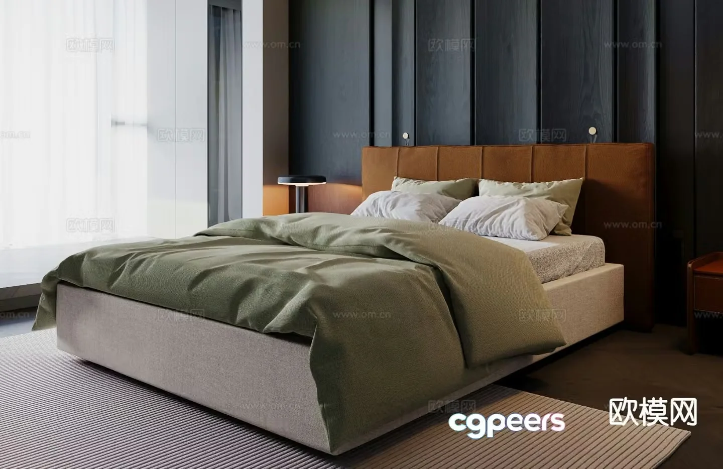 Modern double bed 3d model