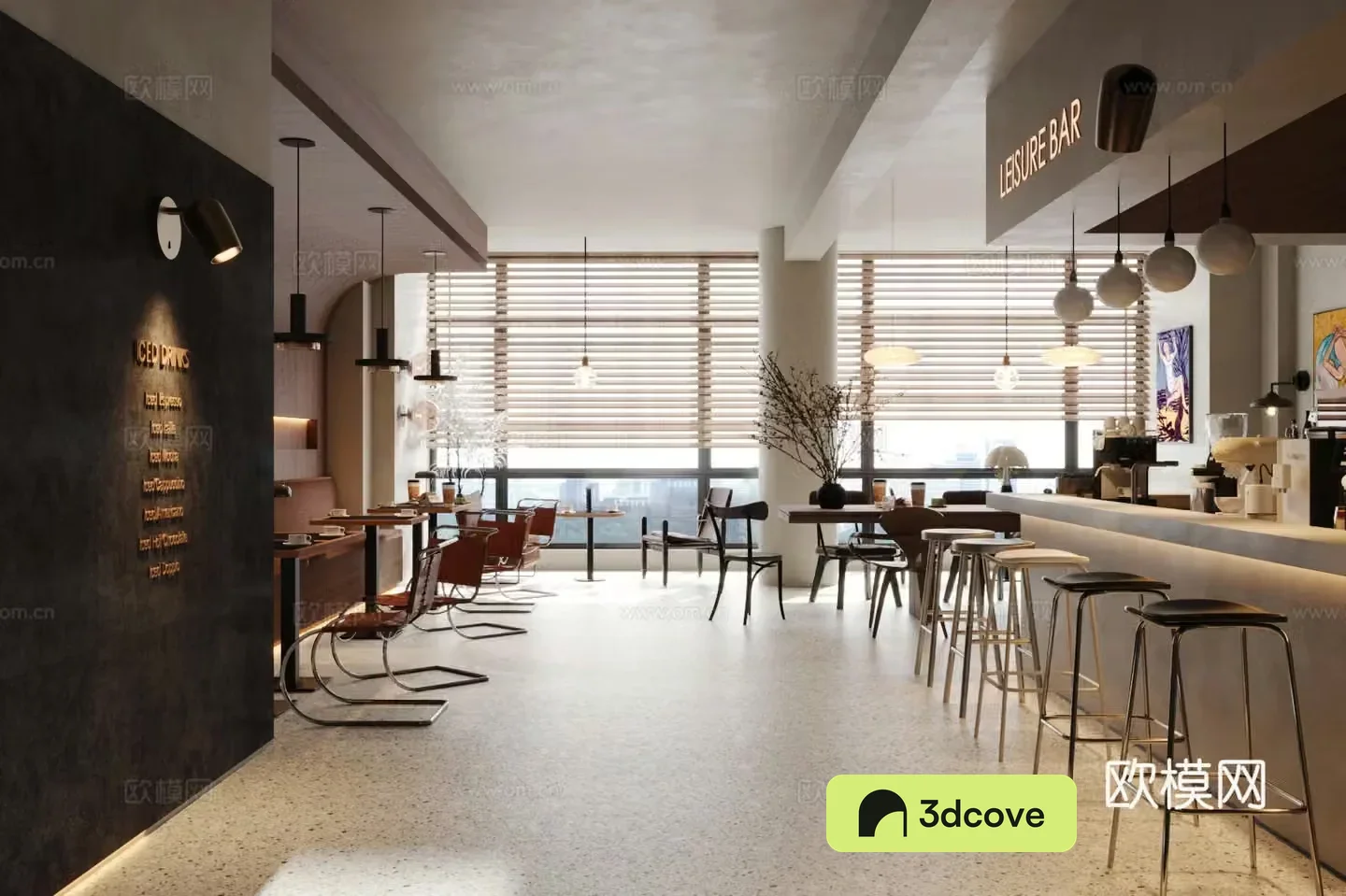 Industrial style coffee shop milk tea shop