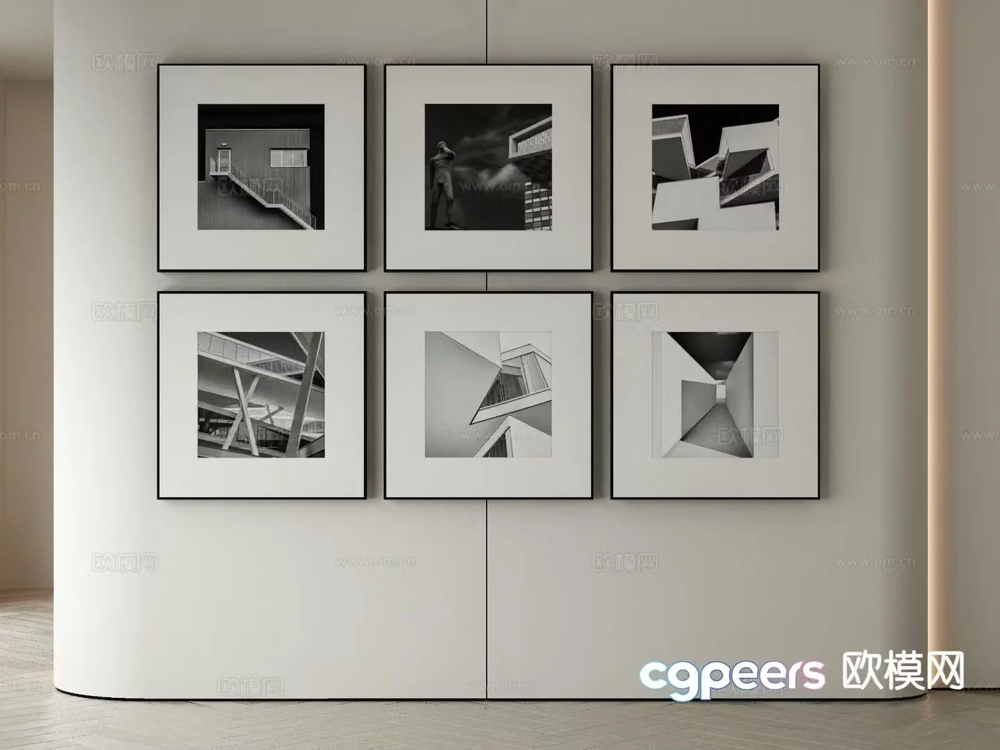 Modern decorative painting black and white hanging painting combined painting 3d model