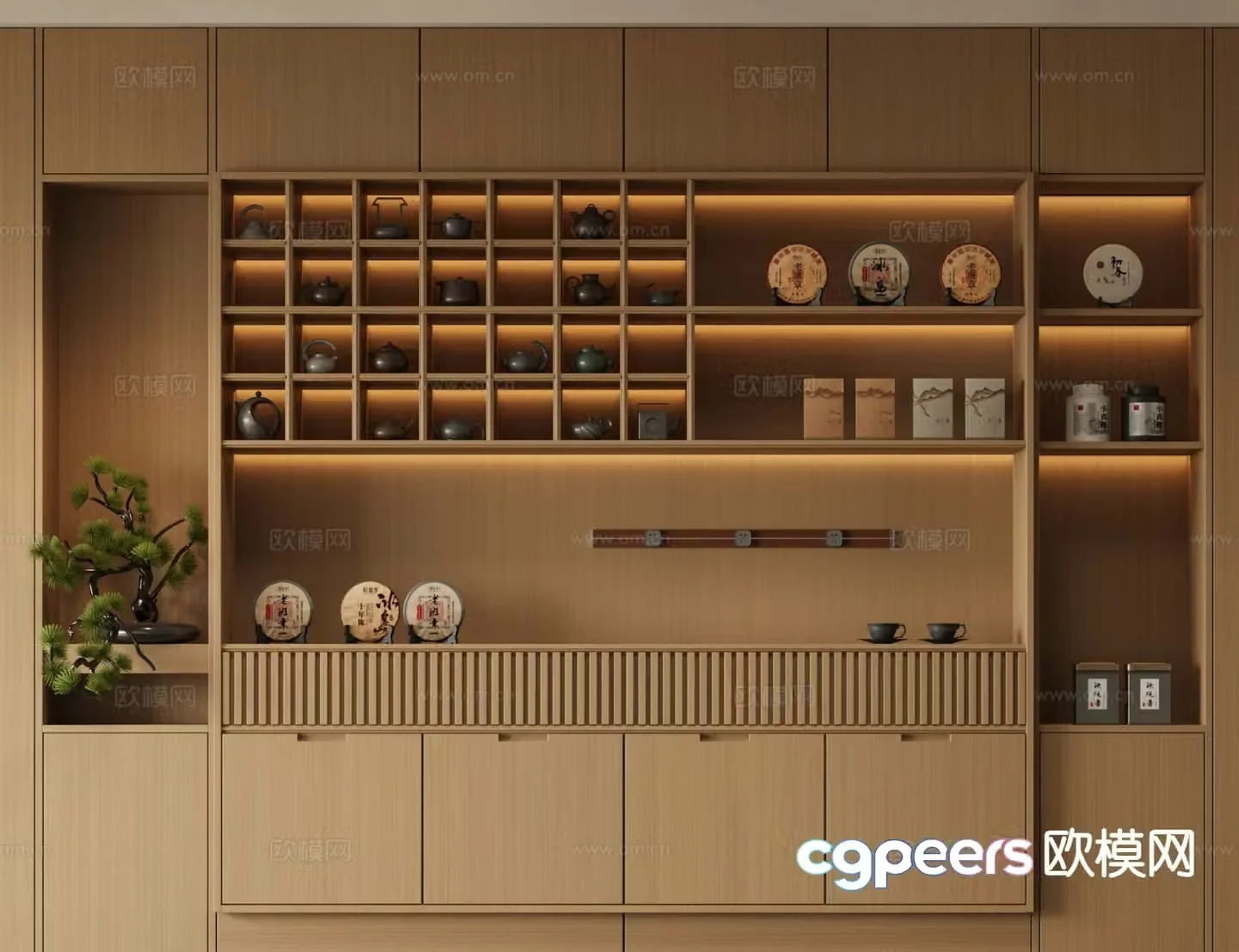 New Chinese style tea cabinet Zen tea cabinet 3D model