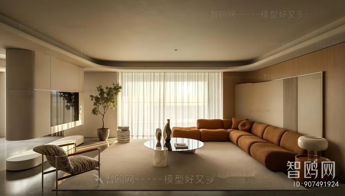 Modern Living Room 3D Model – 7434 – VRAY Render