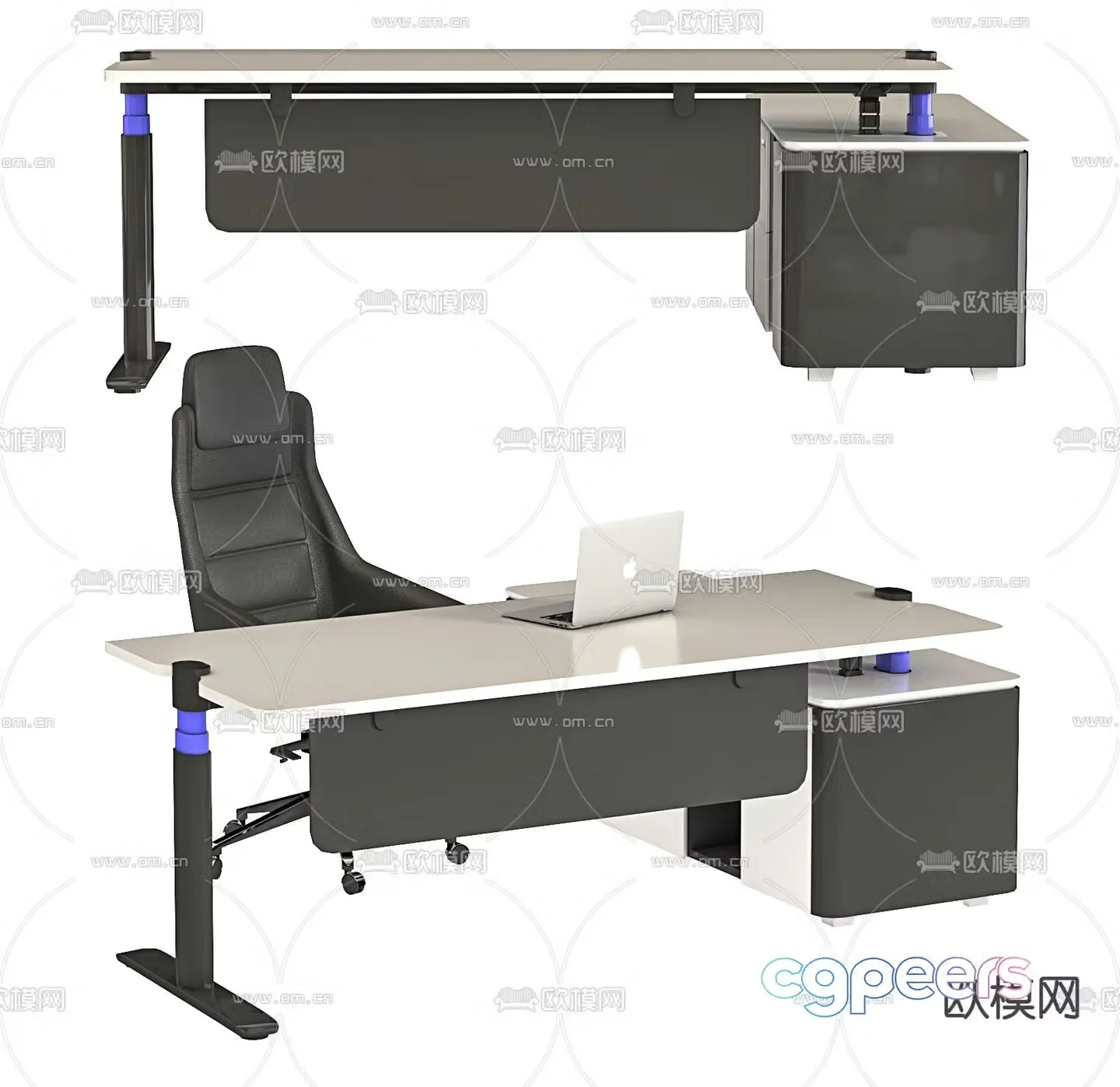 desk executive desk boss desk 3d model