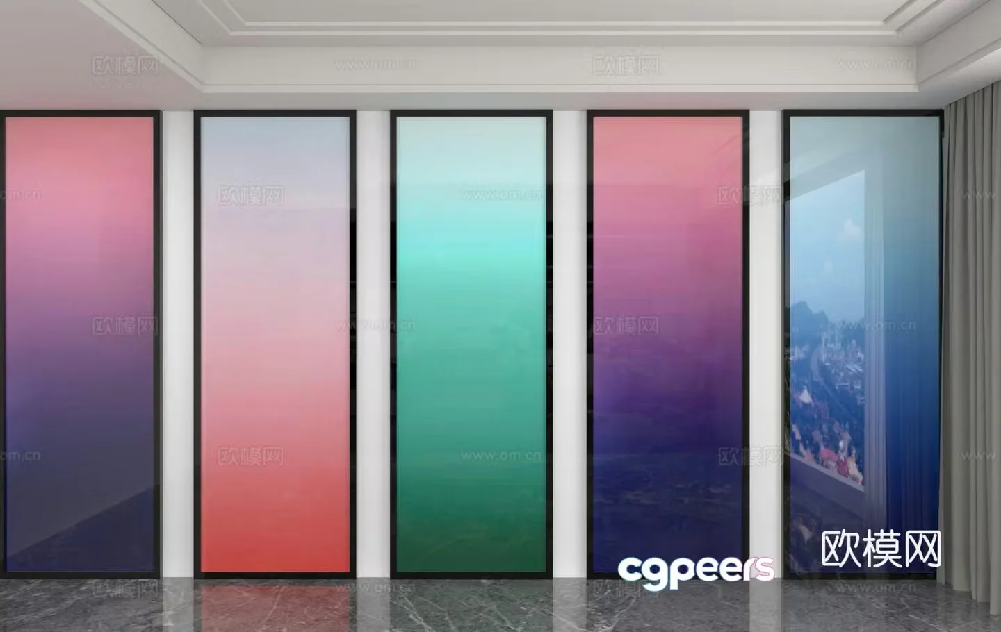 Gradient partition glass partition 3d model