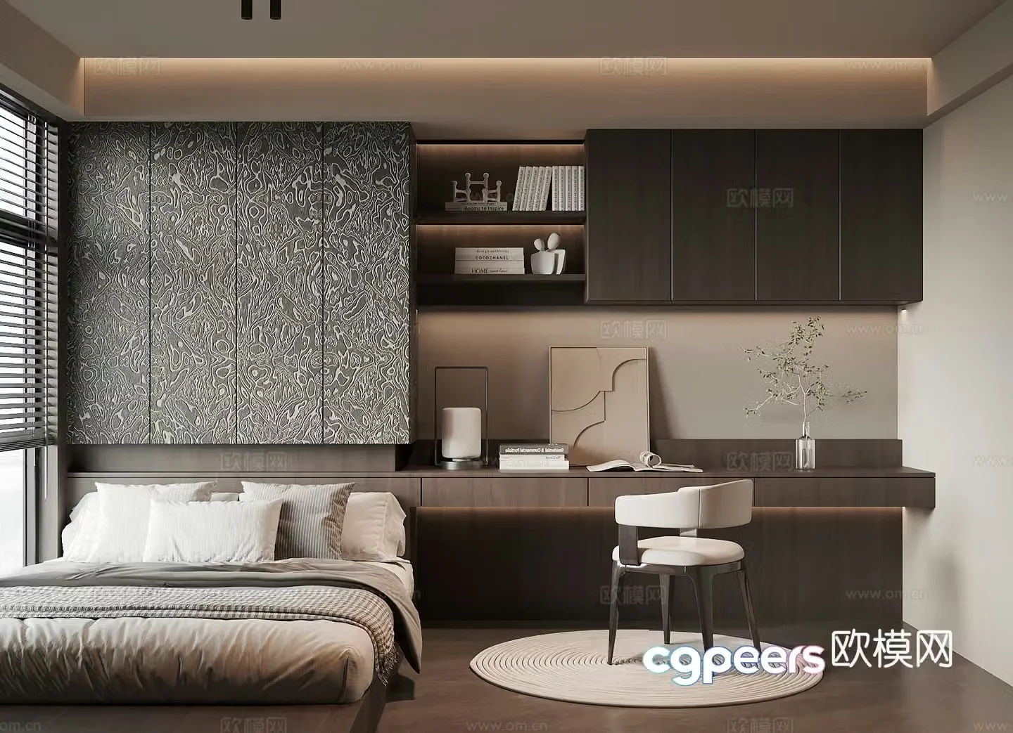 Modern Italian tatami bedroom 3d model