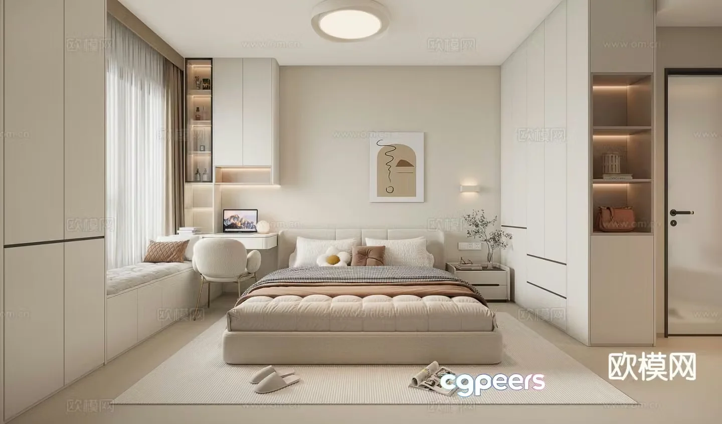 Cream style bedroom master bedroom 3d model