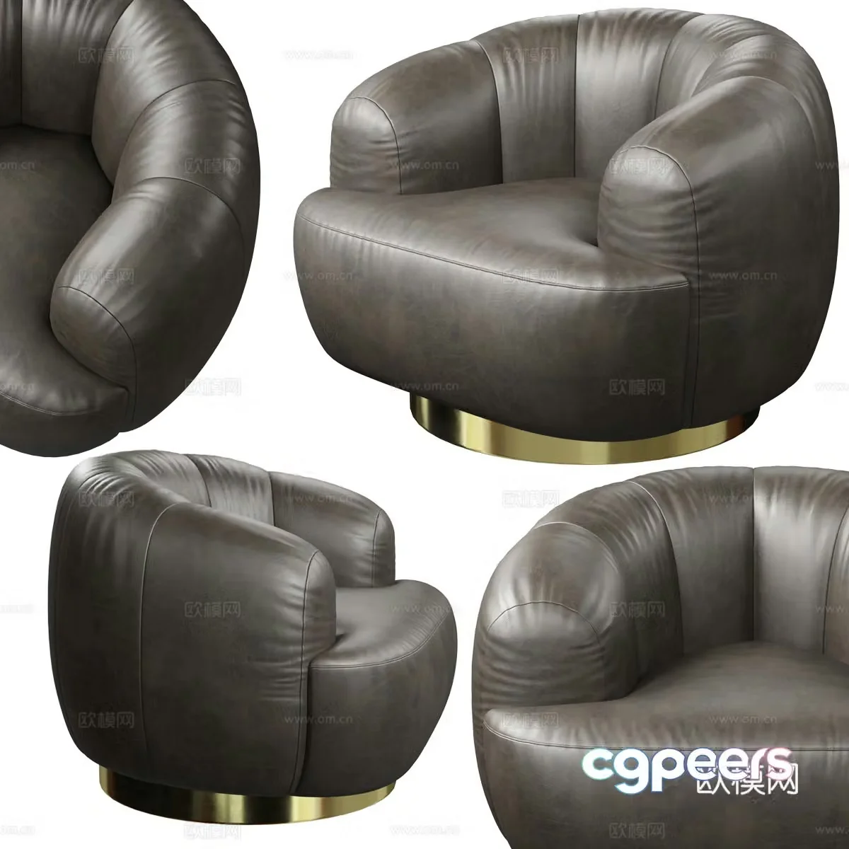Modern leather casual sofa 3d model