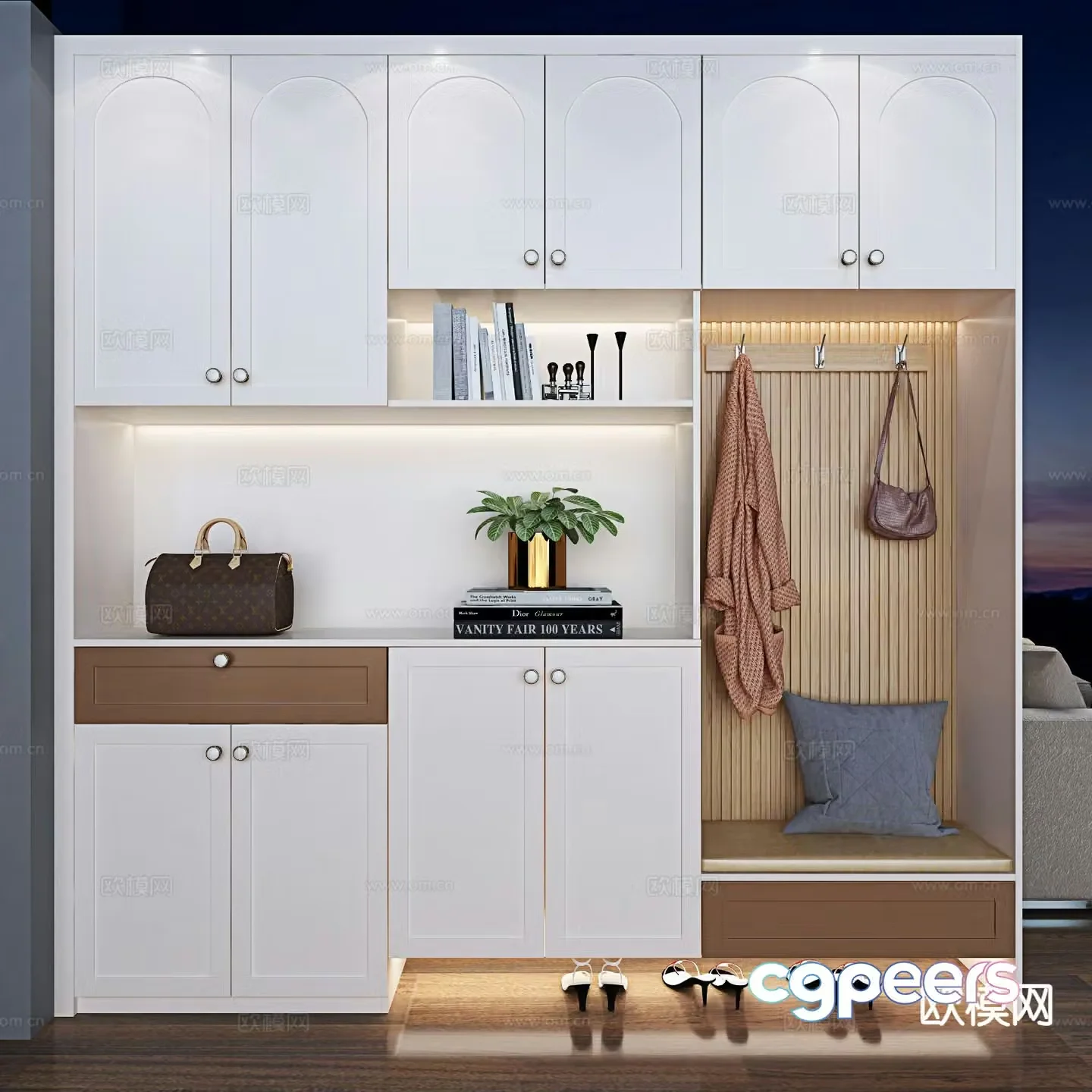 Modern entrance shoe cabinet 3d model