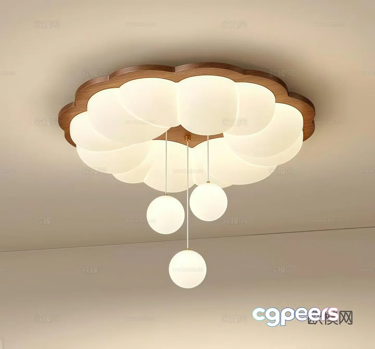 Middle-aged ceiling lamp decorative lamp 3d model