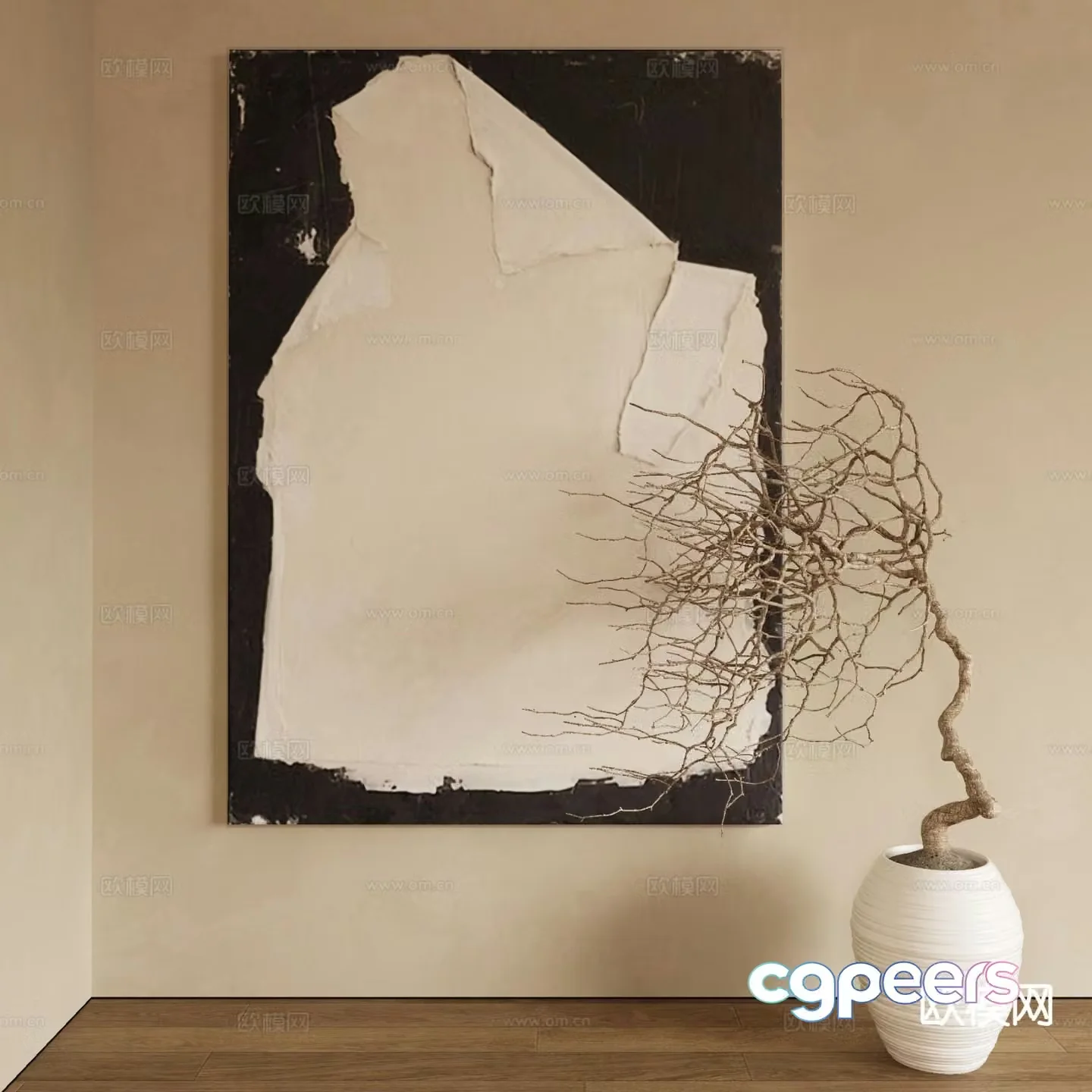 Wabi-sabi art painting texture painting decorative painting 3d model