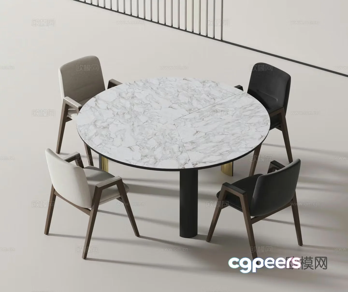 Modern dining table and chairs 3d model