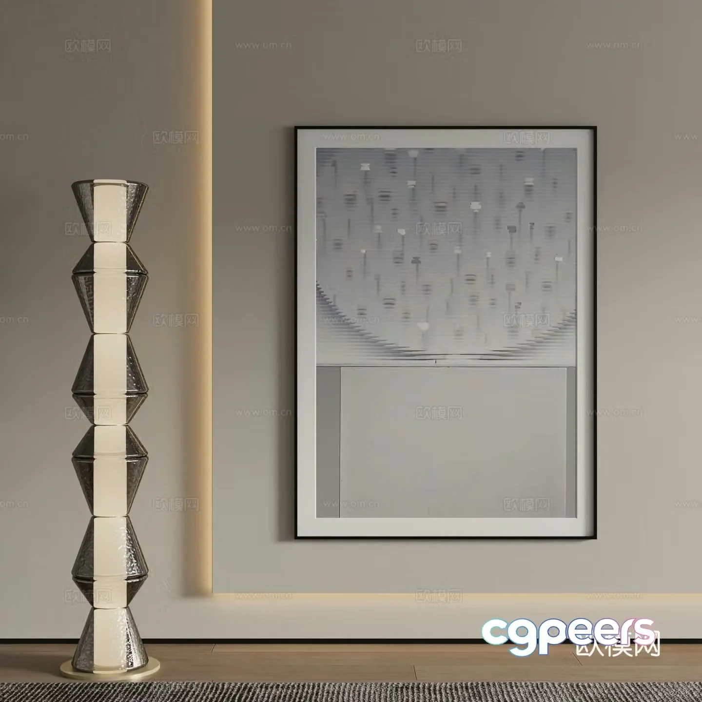 Modern abstract painting Decorative painting 3d model
