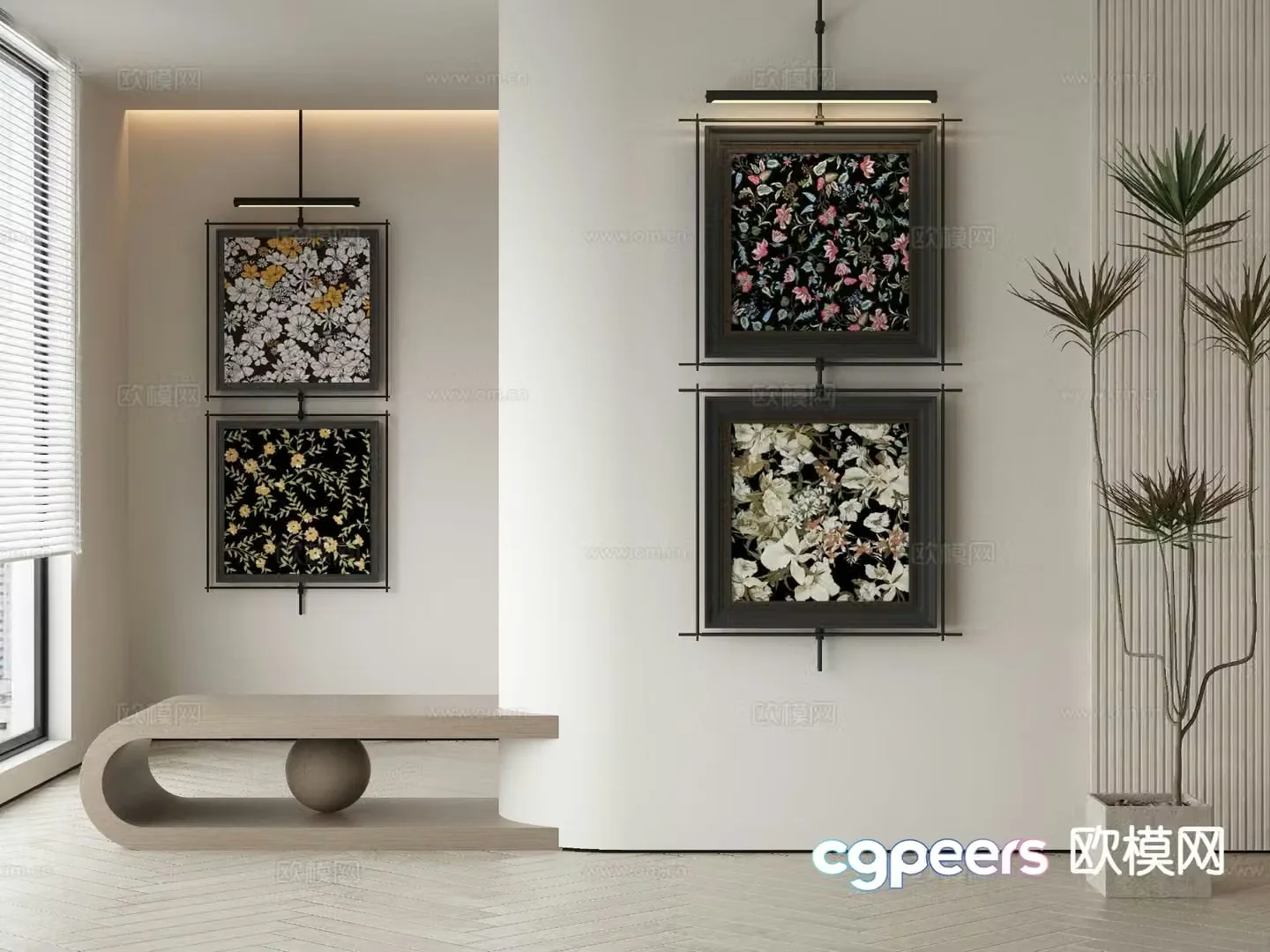Medieval style hanging painting decorative painting 3d model