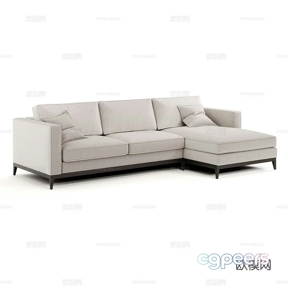 Modern simple double sofa corner sofa 3d model