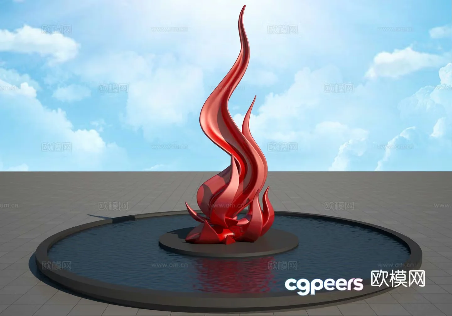 Red flame 13d model