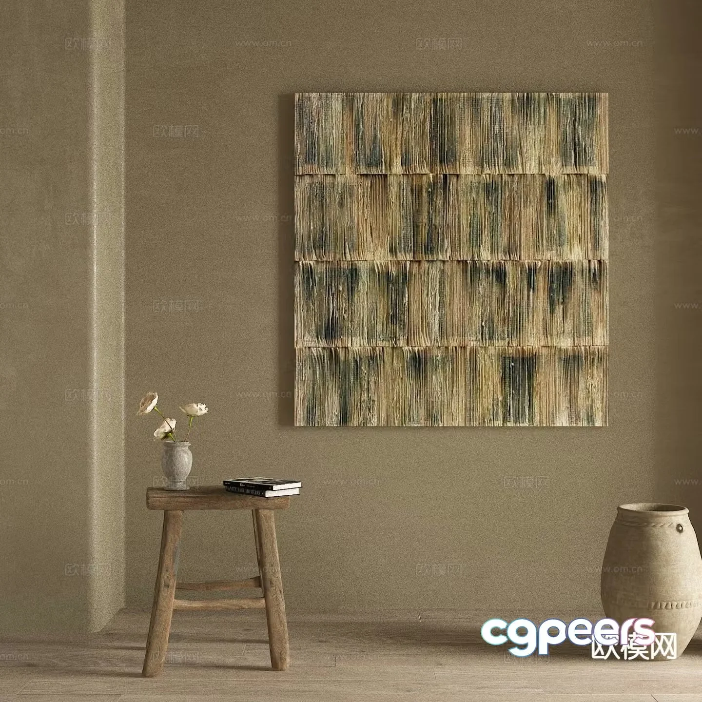 Wabi-sabi painting art painting hanging painting decorative painting 3d model
