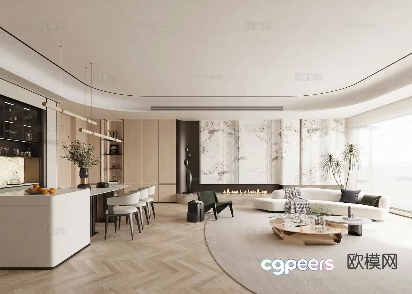 Modern guest restaurant 3d model