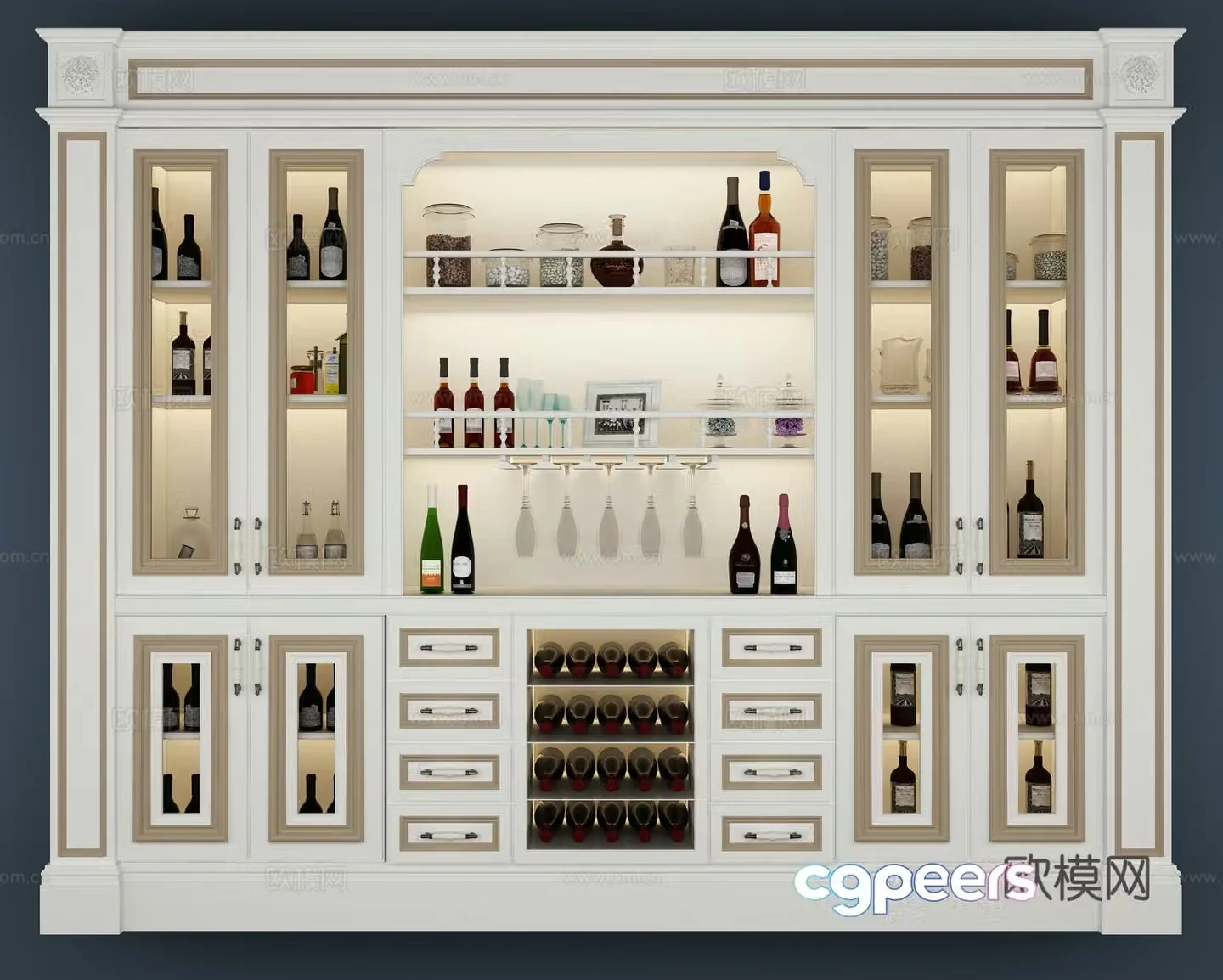 European wine cabinet 3D model