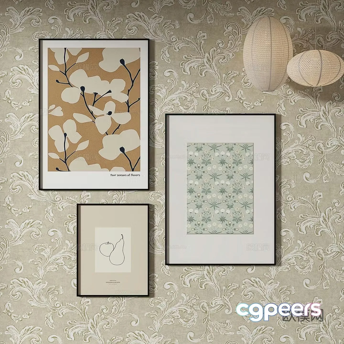 Simple European abstract painting decorative painting 3d model