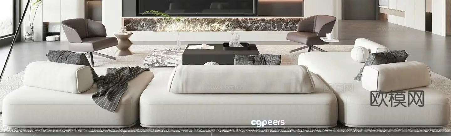 Modern sofa coffee table combination 3D model
