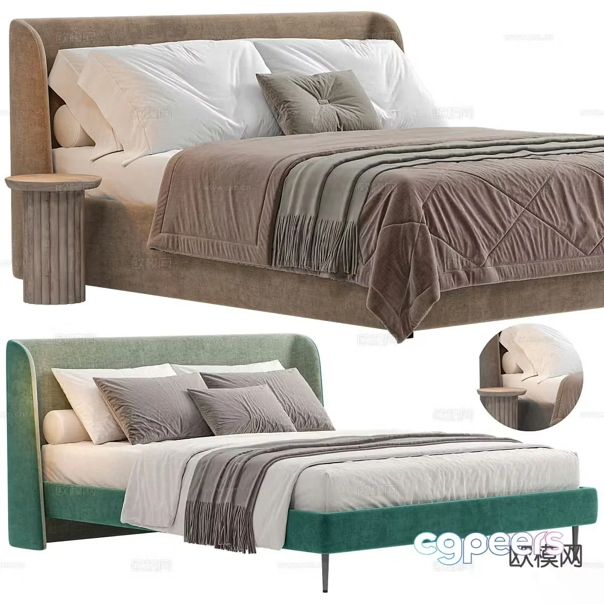 Modern double bed 3d model