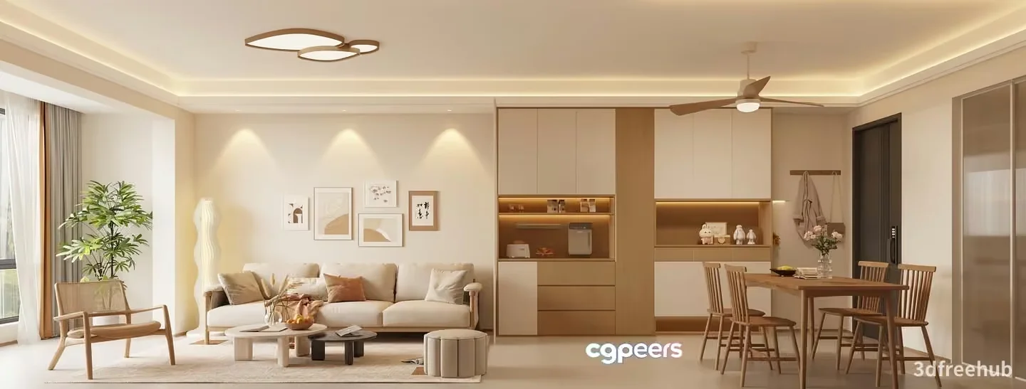 Modern Living Room 3D Model – 19627 – VRAY Render