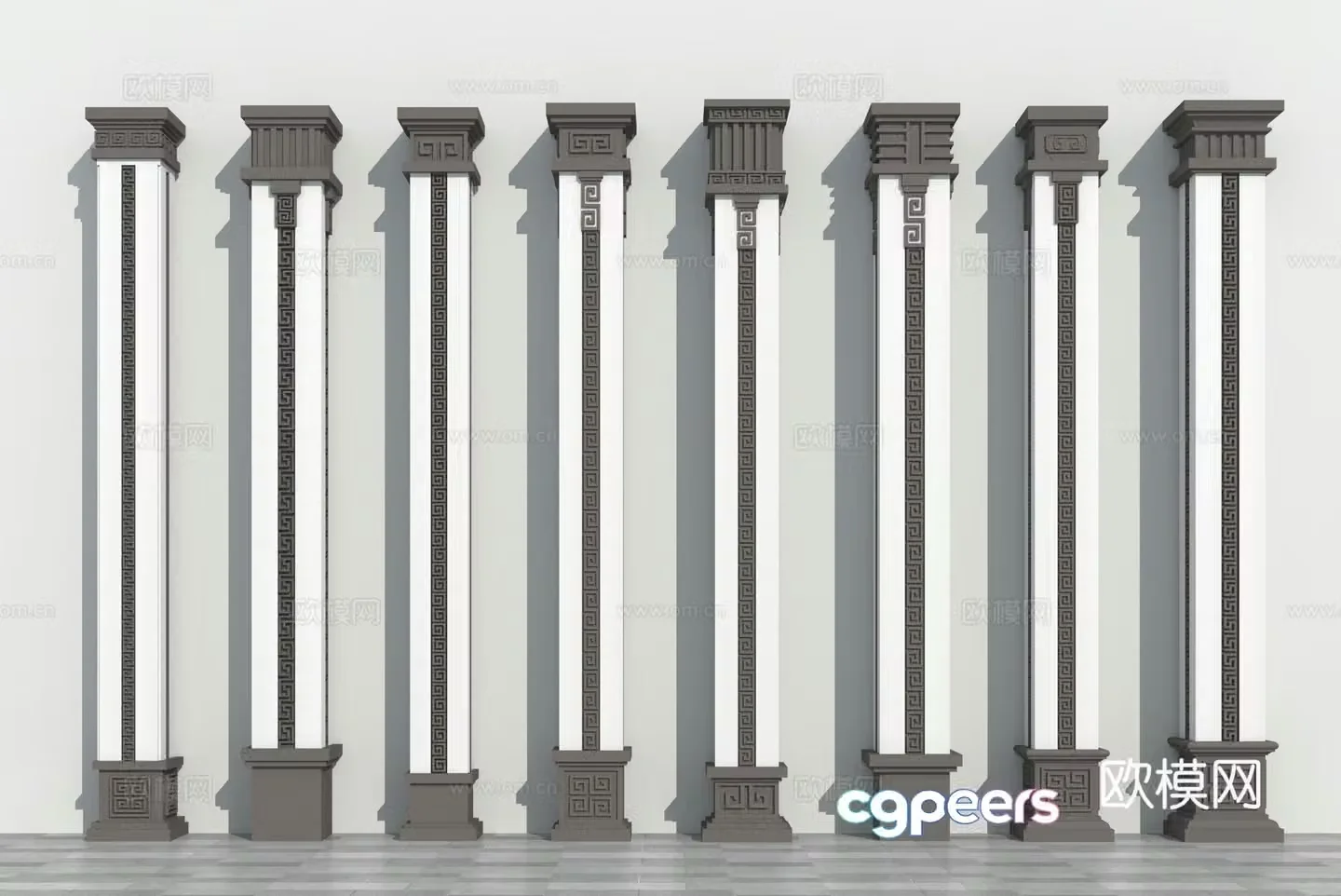 Chinese square column column 3d model