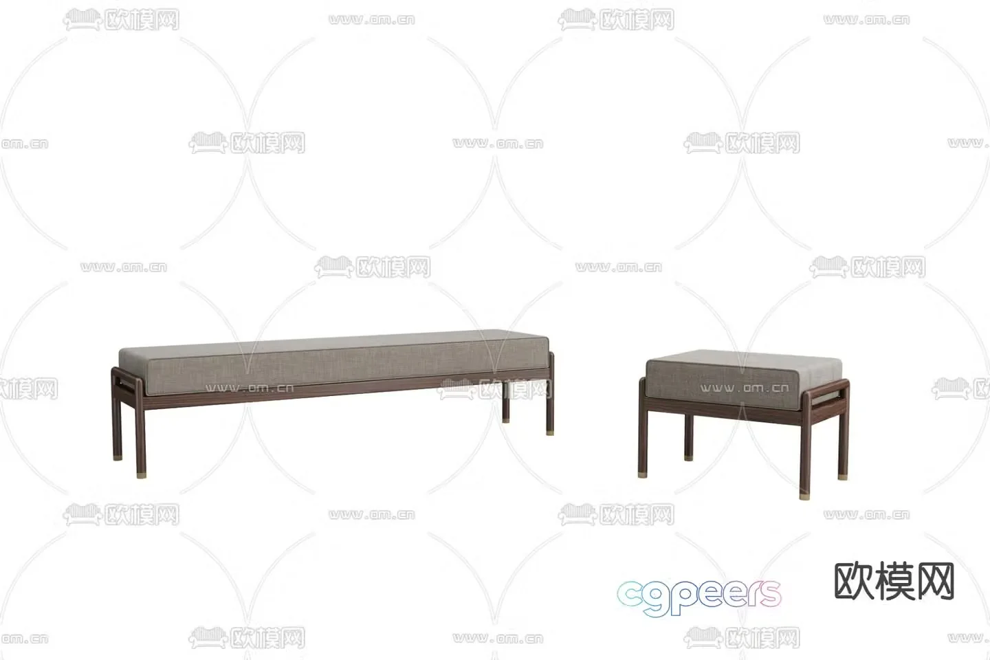 New Chinese style bed stool 3D model