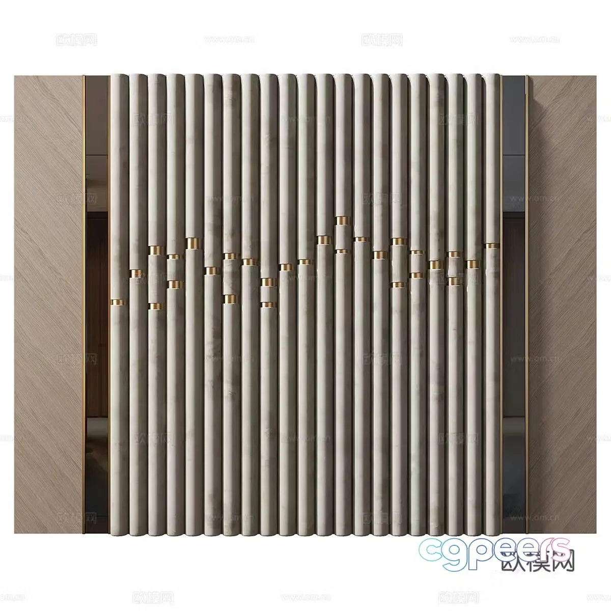 New Chinese style light luxury bedside background wall 3D model