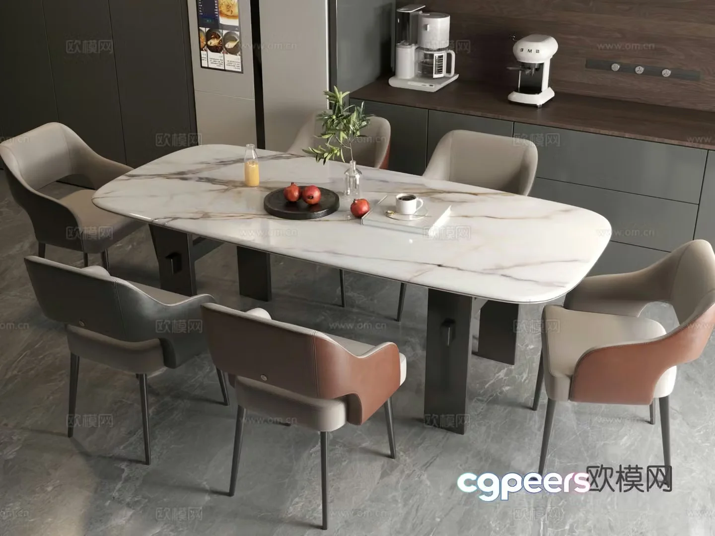 Modern dining table Italian dining table Modern Italian restaurant Dining table Dining table Dining chair 3d model