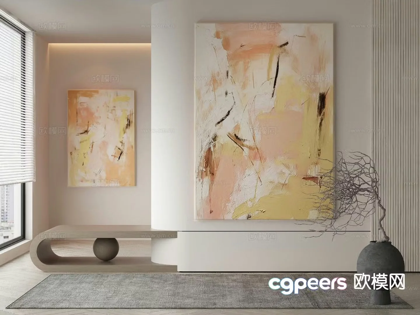 Modern decorative painting texture painting oil painting 3d model