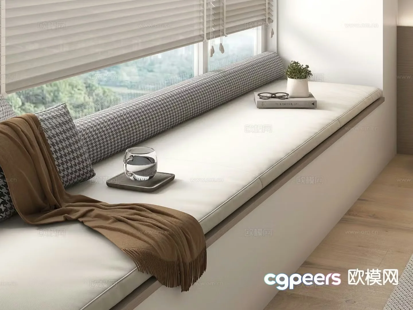 Modern bay window card seat sofa 3D model
