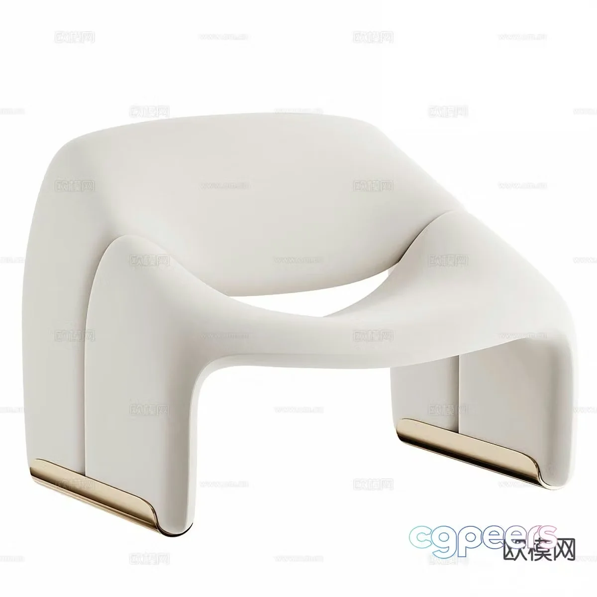 Artifort cream style sofa chair leisure chair 3d model