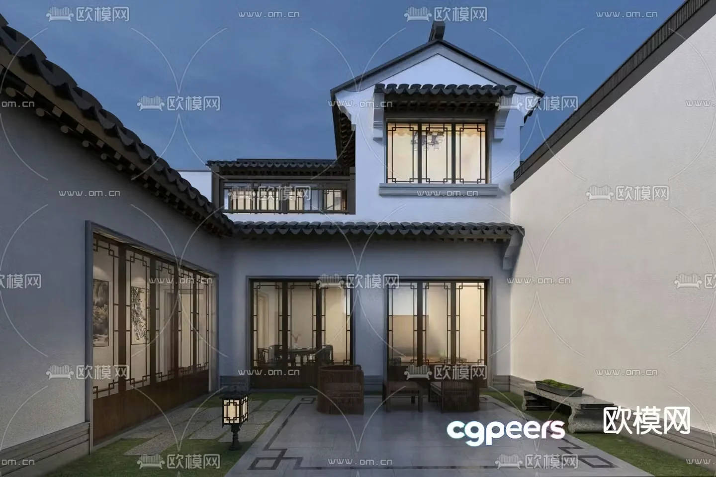 Chinese villa courtyard 3D model