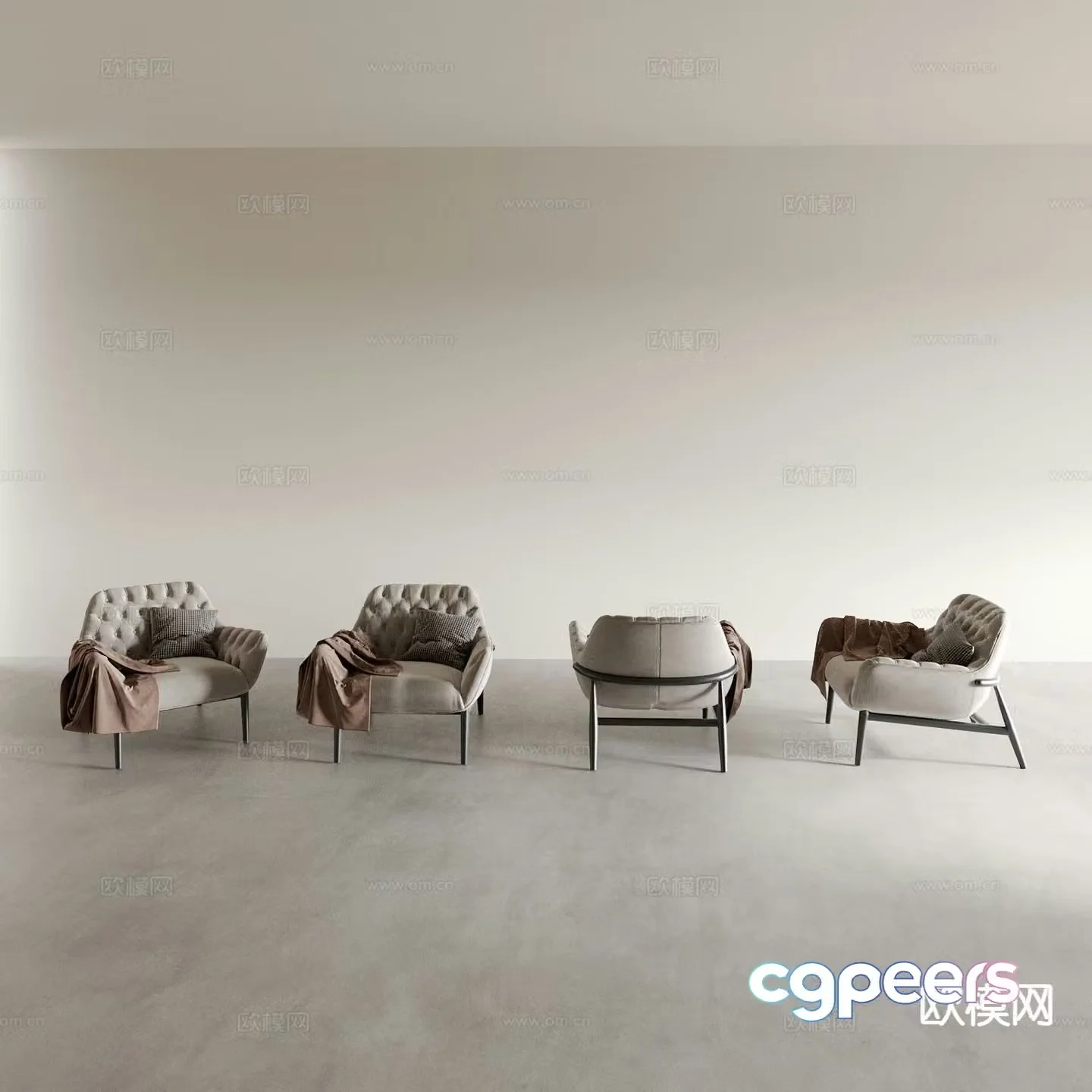 Italian dining chair tea chair leisure chair coffee chair sofa chair back chair 3D model